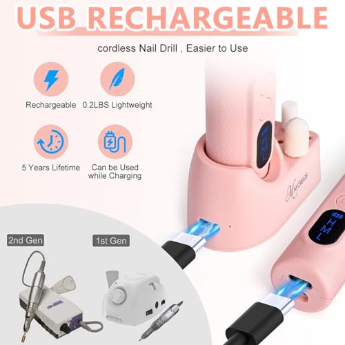 MAYCREATE® Cordless Nail Drill Machine with Bit Kit Professional Adjustable for Gel Extension Salon Electric Manicure Pedicure 3 PCS MAYCREATE® Cordless Nail Drill Machine with Bit Kit Professional Adjustable for Gel Extension Salon Electric Manicure Pedicure 3 PCS